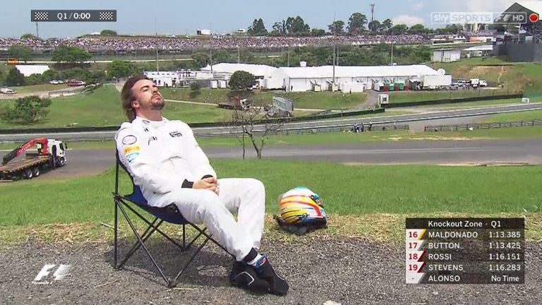 Alonso sunbathing after another McLaren-Honda failure.