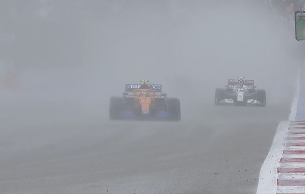 By lap 51 turn 5 was clearly far too wet for slicks.