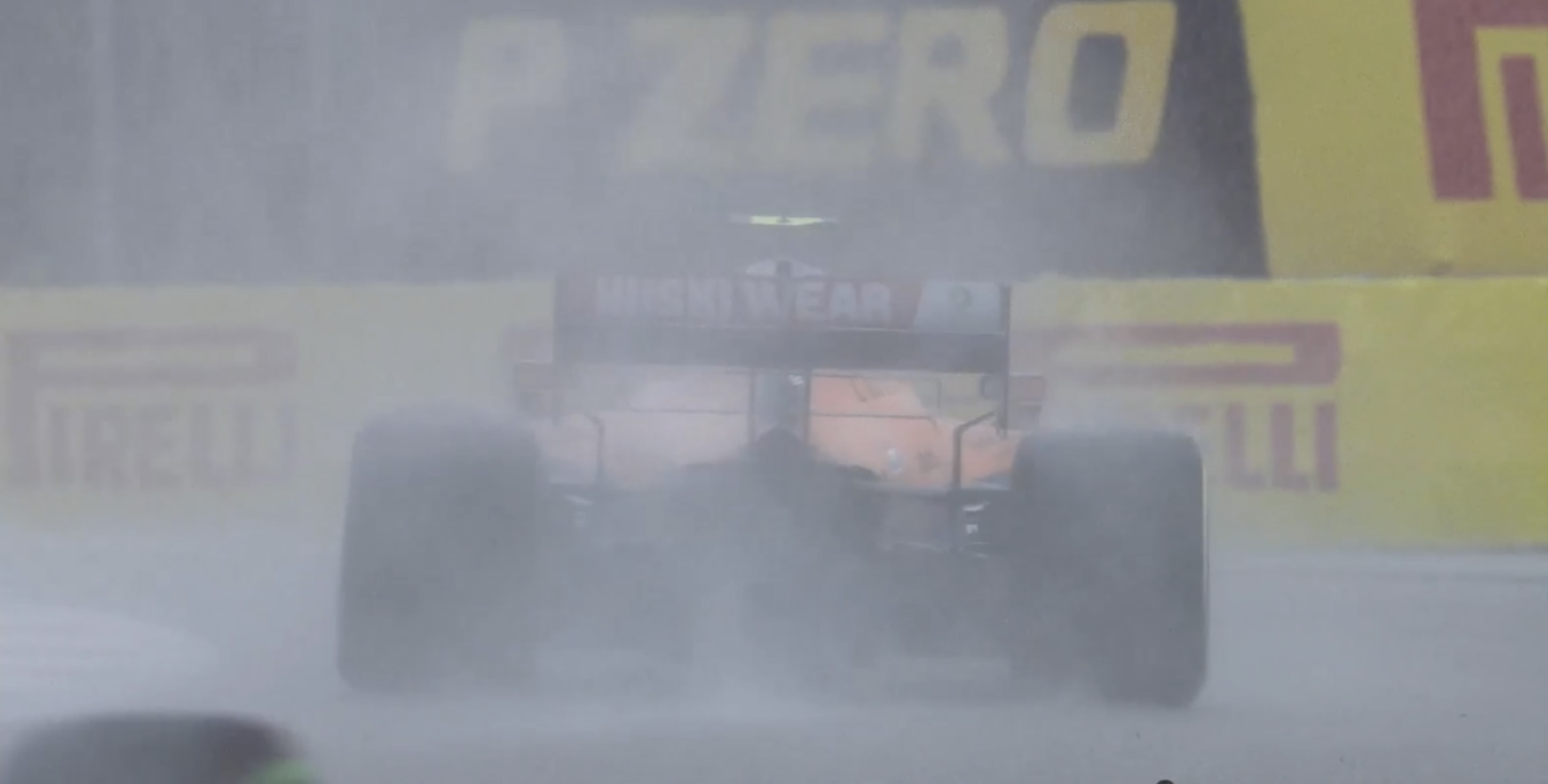 By lap 51, turn 3 was significantly wetter.