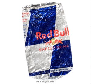 A crushed can of Red Bull as a visual representation for their public issues this year