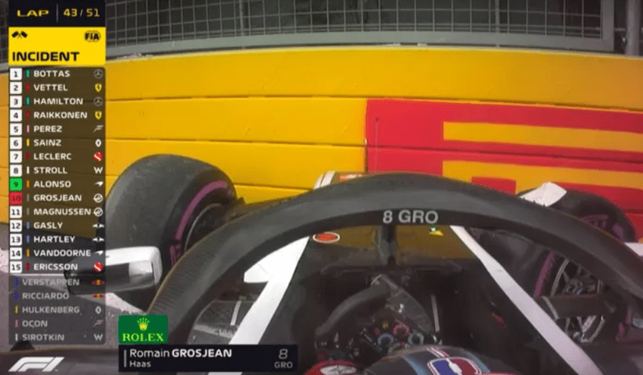 Grosjean's crash under the safety car represents your failure to progress in this F1 trivia quiz.